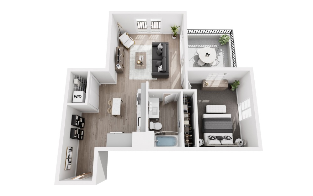 A6 - 1 bedroom floorplan layout with 1 bathroom and 763 square feet