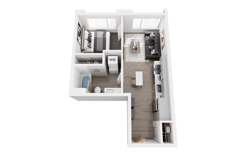 A1 - 1 bedroom floorplan layout with 1 bathroom and 481 - 503 square feet