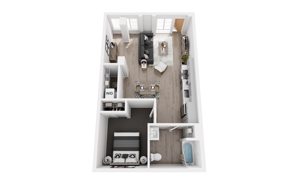 A2 Townhome - 1 bedroom floorplan layout with 1 bathroom and 716 square feet A2 Townhome - 1 bedroom floorplan layout with 1 bathroom and 716 square feet