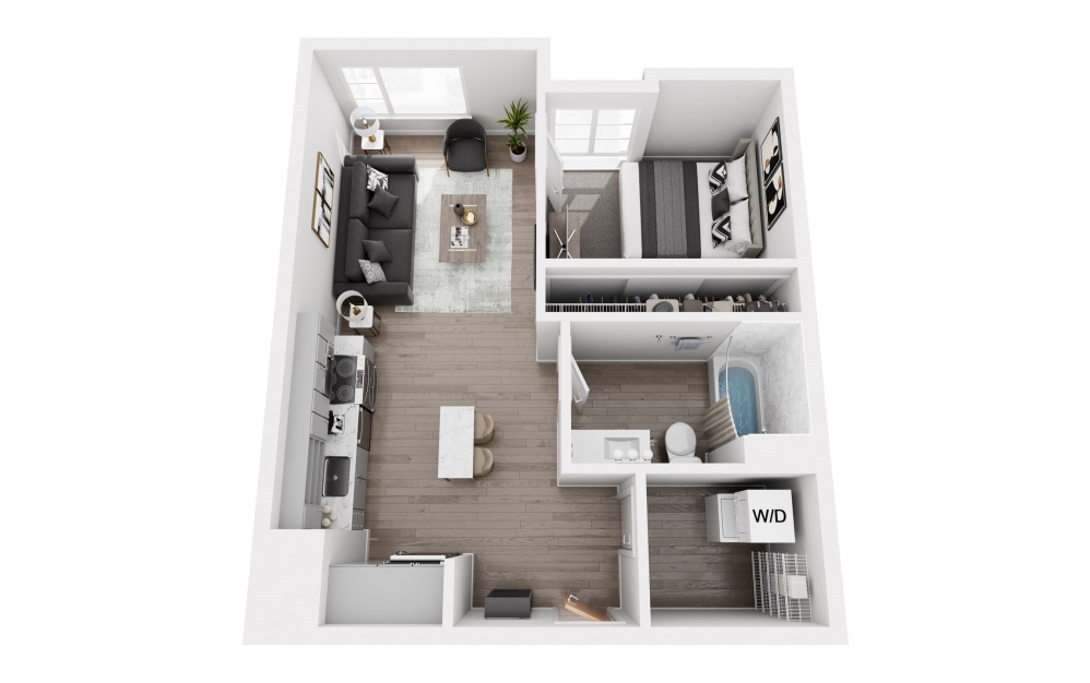 A3 - 1 bedroom floorplan layout with 1 bathroom and 503 square feet