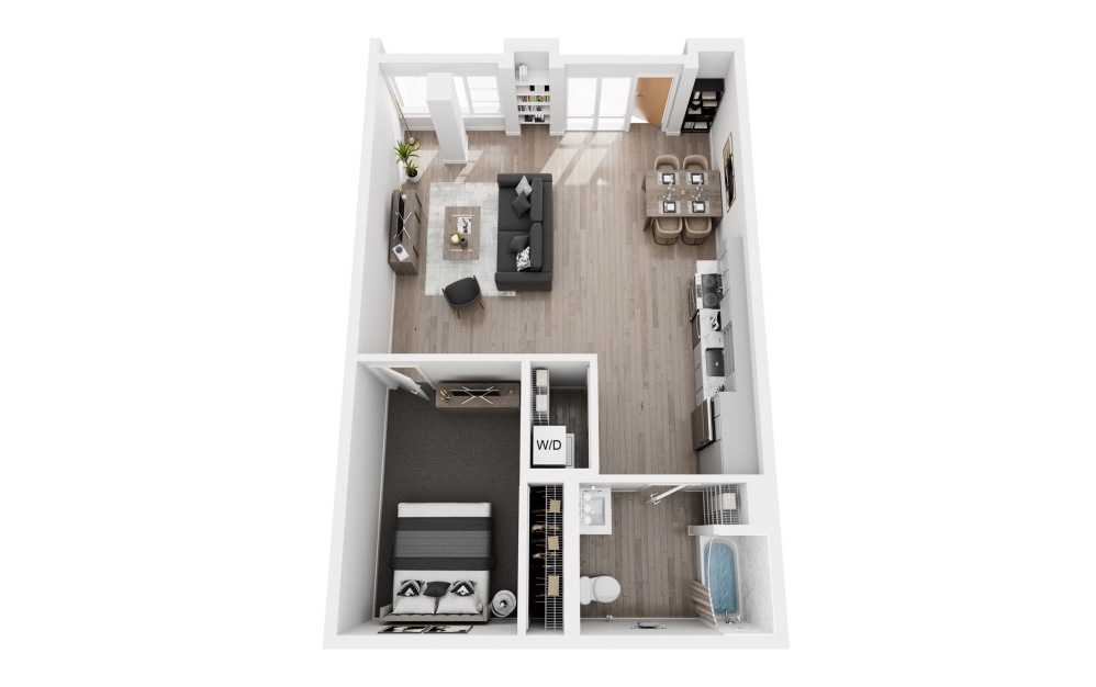 OA2TH - 1 bedroom floorplan layout with 1 bathroom and 716 - 826 square feet