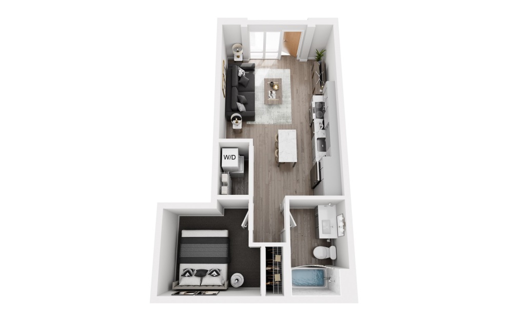 OA3 - 1 bedroom floorplan layout with 1 bathroom and 553 square feet