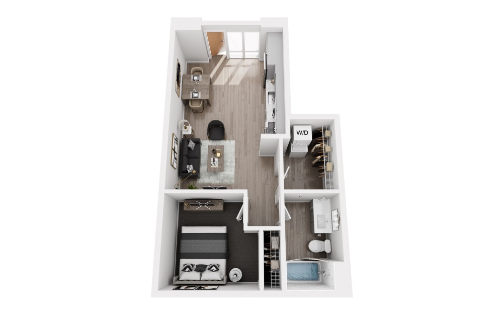 OA5 - 1 bedroom floorplan layout with 1 bathroom and 582 square feet