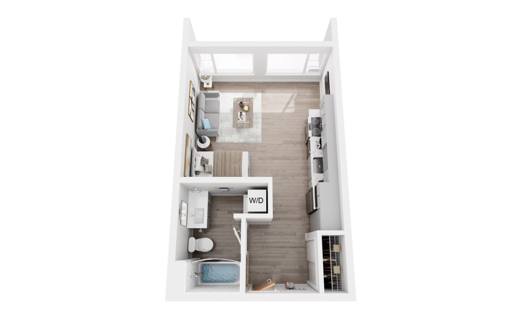 S1 - Studio floorplan layout with 1 bathroom and 428 square feet