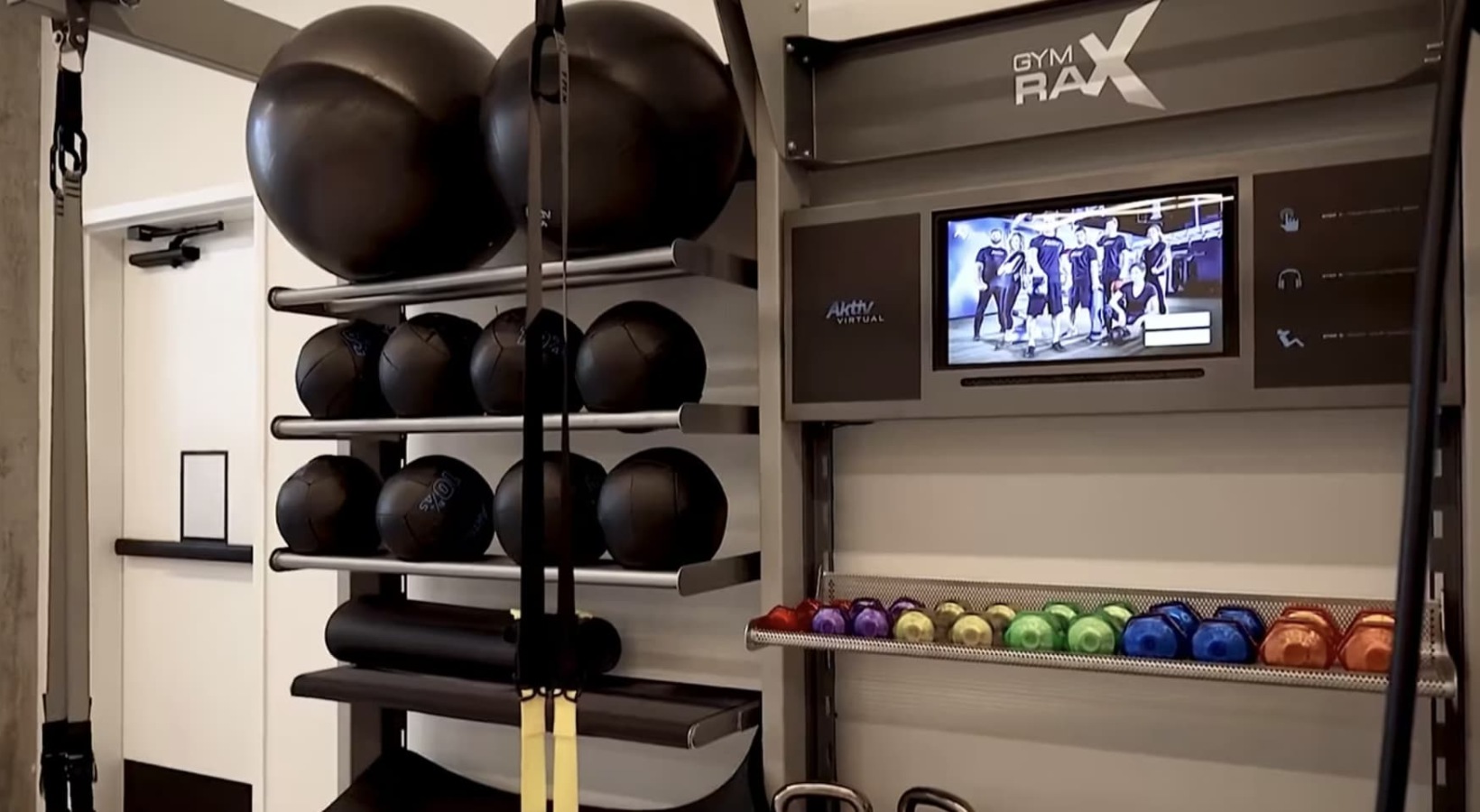 fitness equipment in a modern-lit fitness center