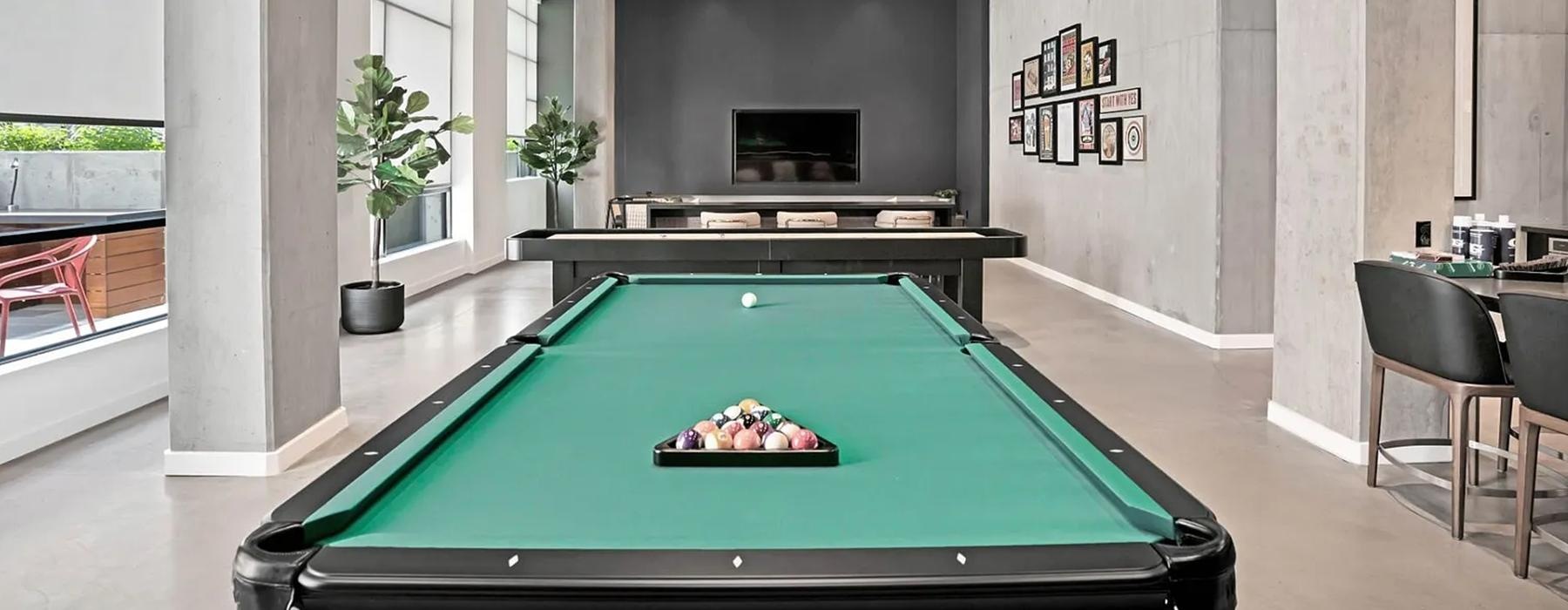 a pool table in a room